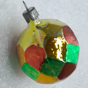 Vintage Soviet Silver Glass Christmas Tree Ornament Multi-Sided ball Retro