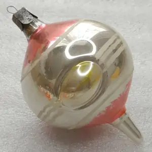 Vintage Silver Glass Christmas Tree Ornament USSR Retro