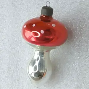 Vintage Soviet Glass Christmas Tree Ornament Mushroom Fly Agaric Retro Decor Toy