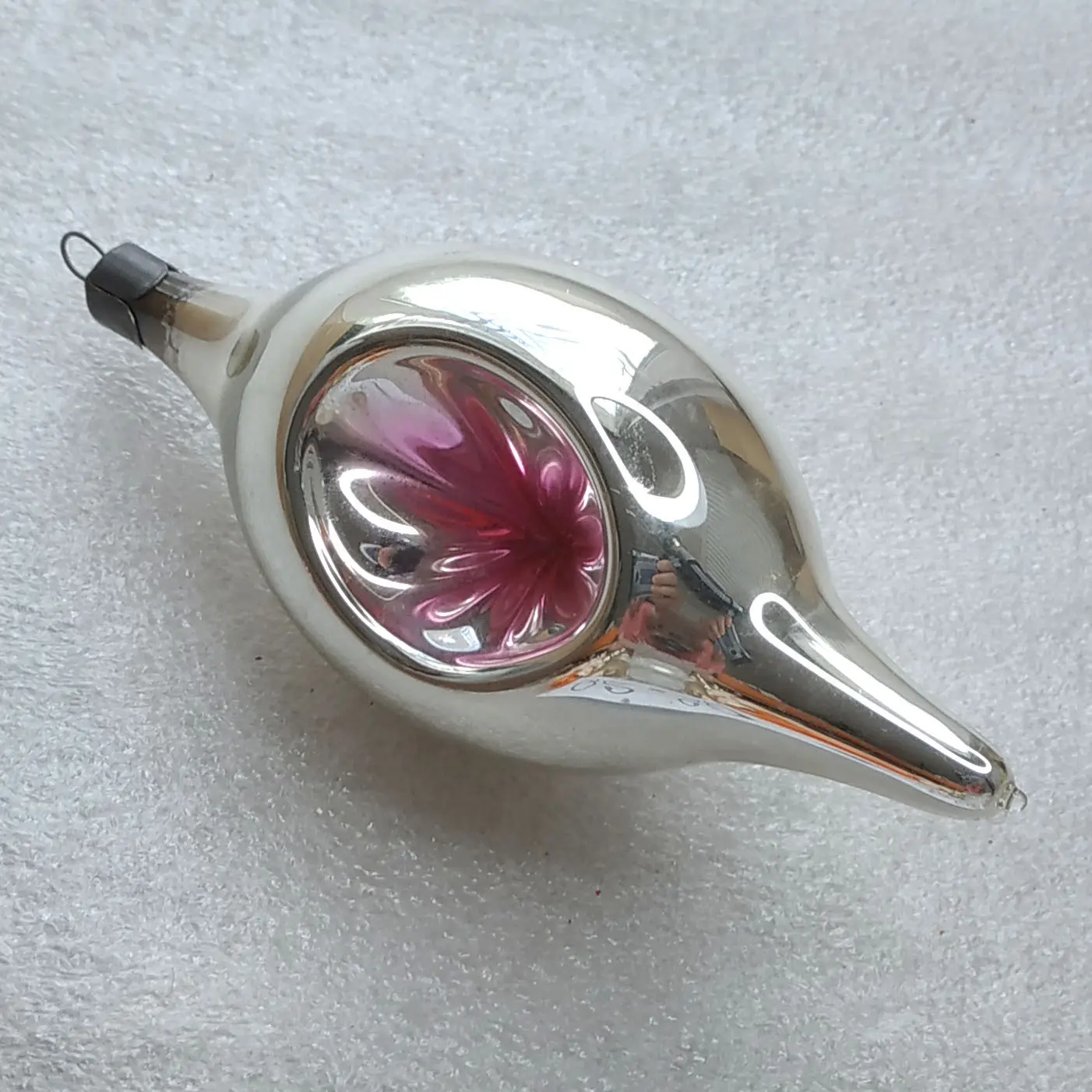Vintage Glass Christmas Tree Ornament Reflector Indent ICicle USSR Retro