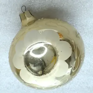 Vintage Soviet Glass Christmas Tree Ornament Ball Glow in the Dark Floral Decor