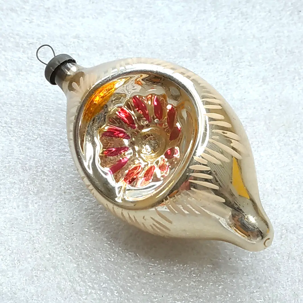 Vintage Glass Christmas Tree Ornament Reflector Icicle USSR Retro
