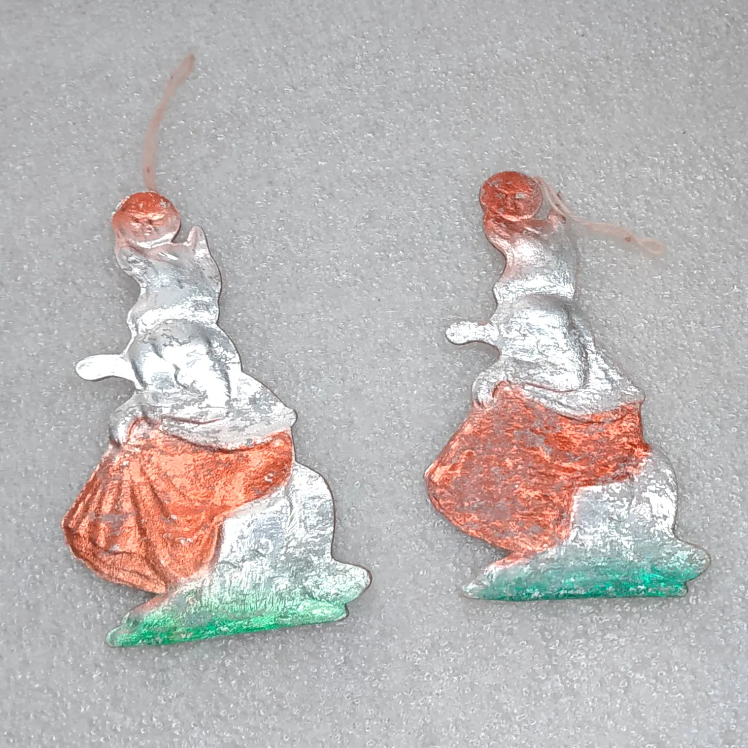 Set of 2 Antique Vintage USSR Cardboard Christmas Ornaments Fox from Kolobok Story