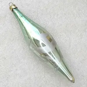 Vintage Silver Glass Christmas Ornament Icicle Spire Hammer and Sickle Soviet