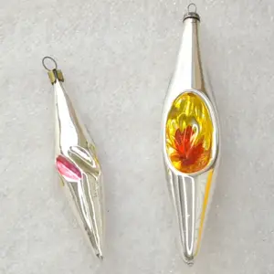 Set of 2 Vintage Mercury Glass Soviet Christmas Ornaments Icicle Spires Reflector Decor