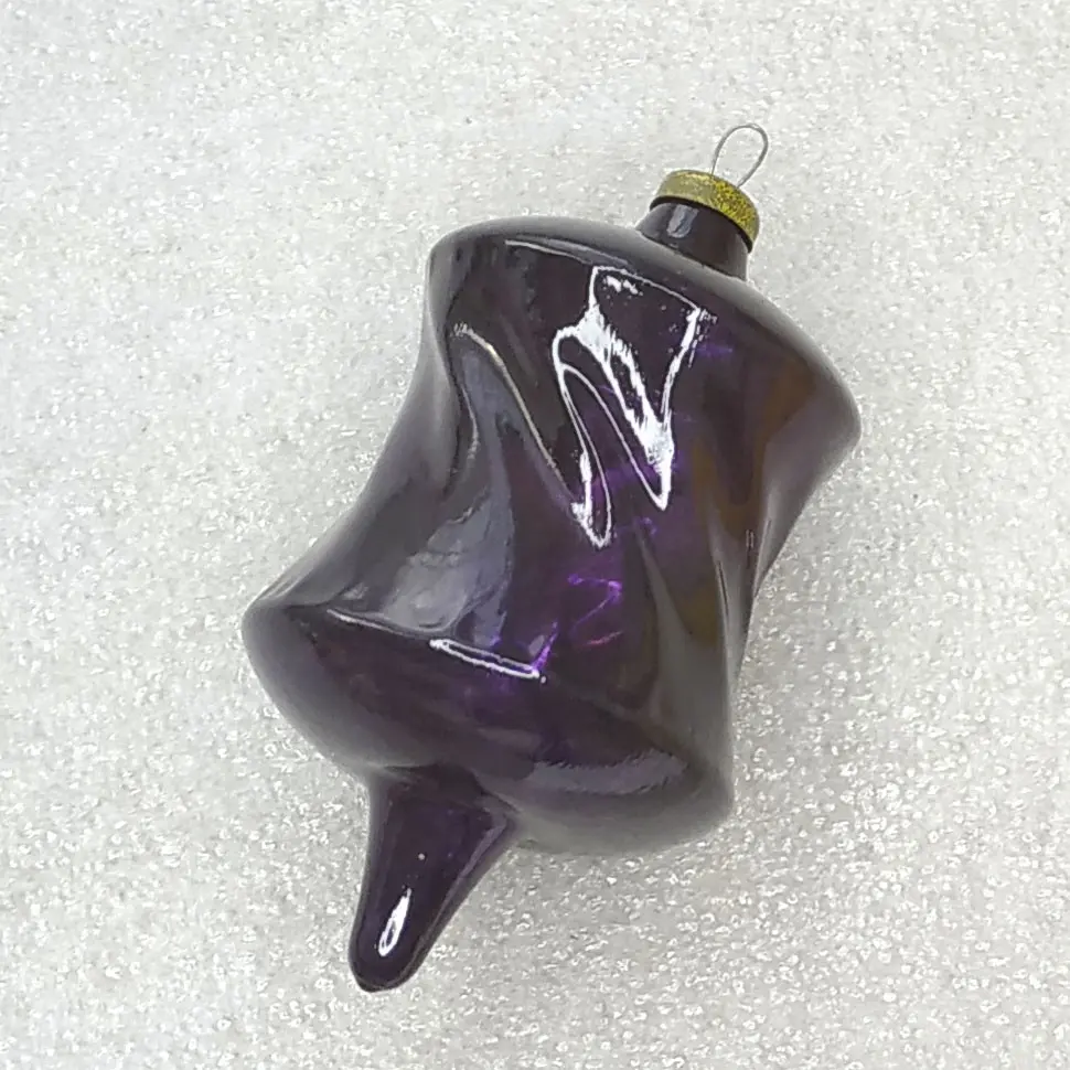Vintage Soviet Glass Christmas Ornament Spinning Top Purple Retro Decor