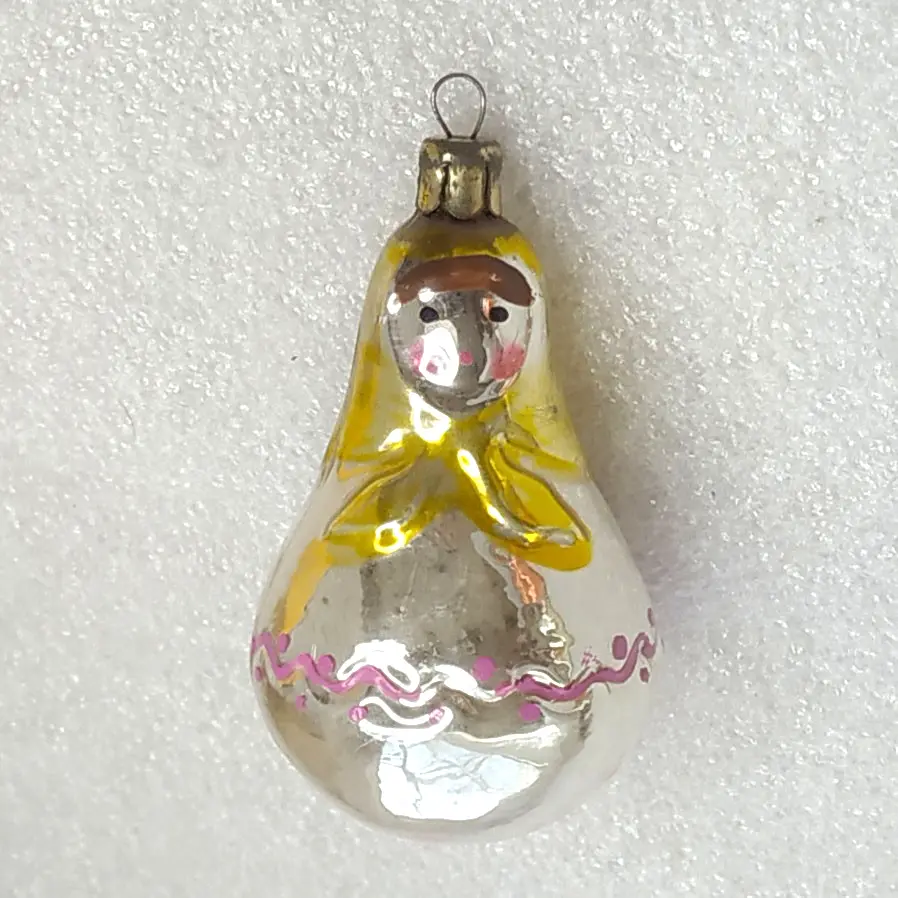 Vintage Mercury Glass Christmas Ornament Matryoshka Girl Figurine Retro Decor