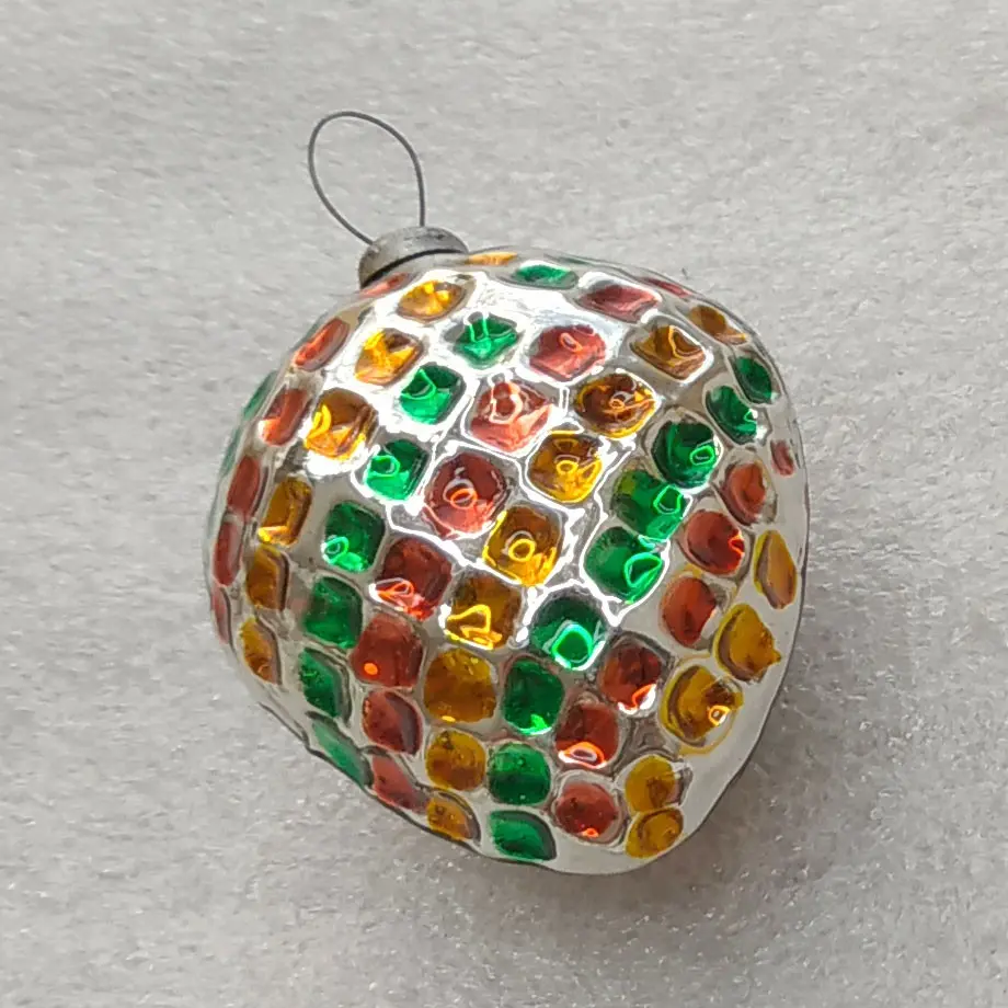 Vintage Glass Christmas Ornament Heart Polka Dot Hand Painted Custom Retro Decor