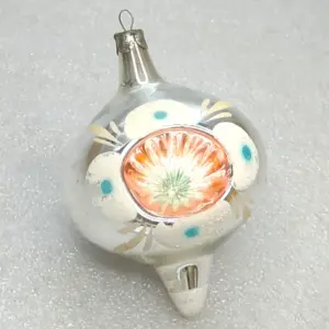 Vintage Silver Glass Christmas Ornament Reflector Top Figural Retro USSR Decor