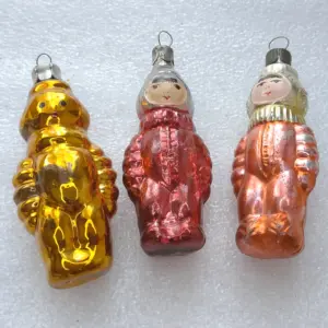 Set of 3 Antique Vintage Silver Glass USSR Christmas Ornaments Decor Astronauts