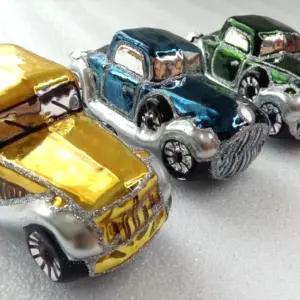 Set of 4 Ornaments Ukrainian Glass Christmas Auto