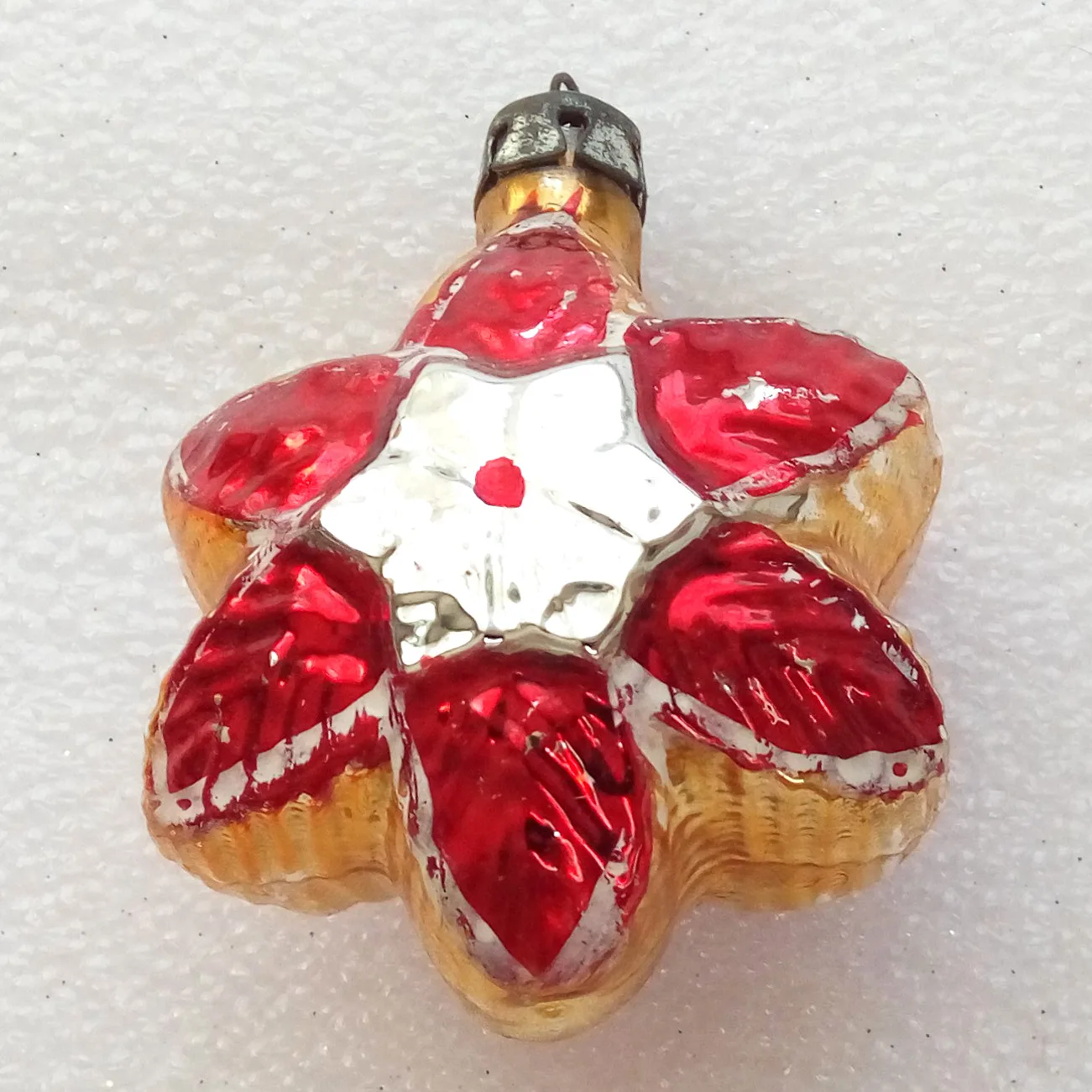 Vintage Mercury Glass Christmas Ornament Flower