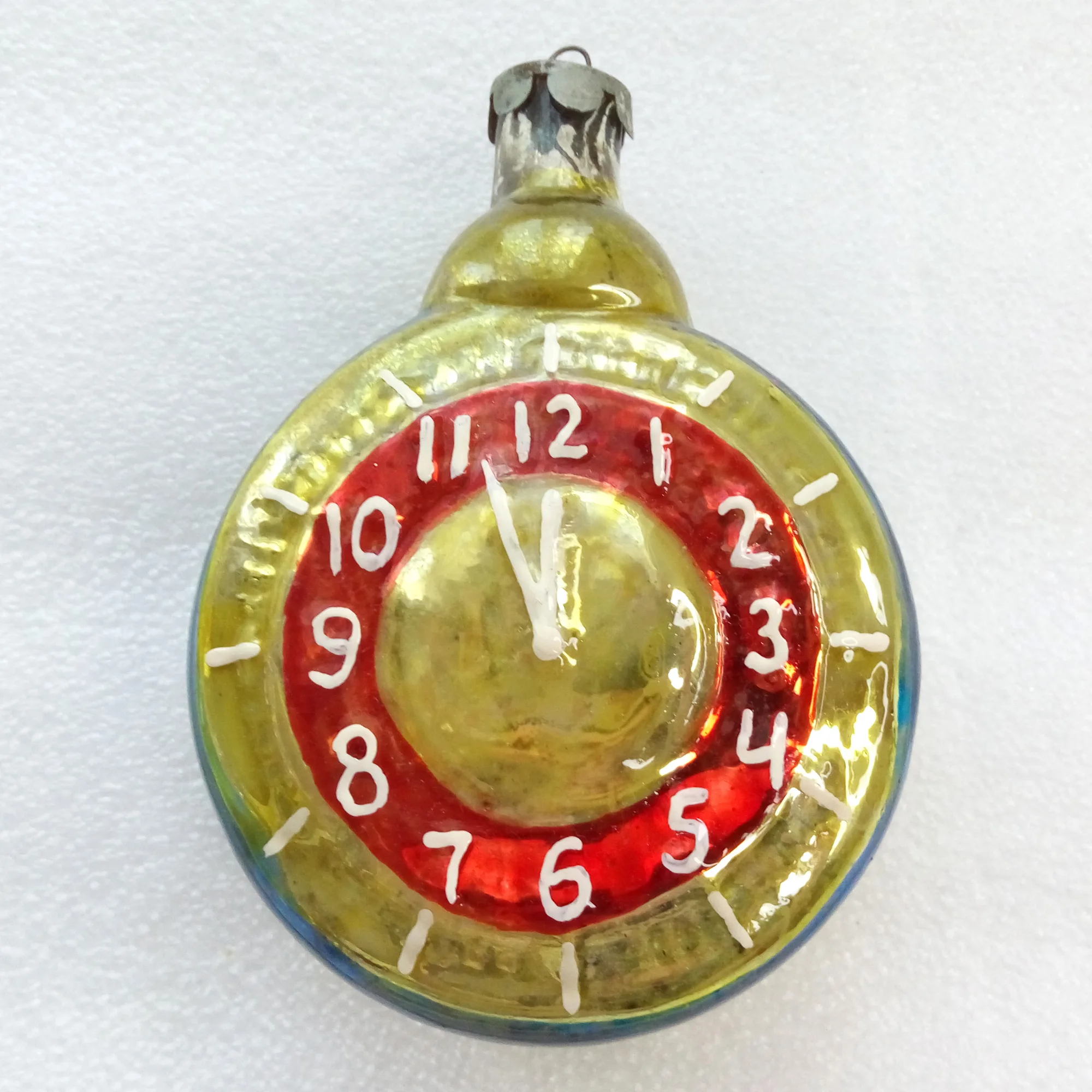 Huge Vintage Mercury Glass Christmas Ornament Clock