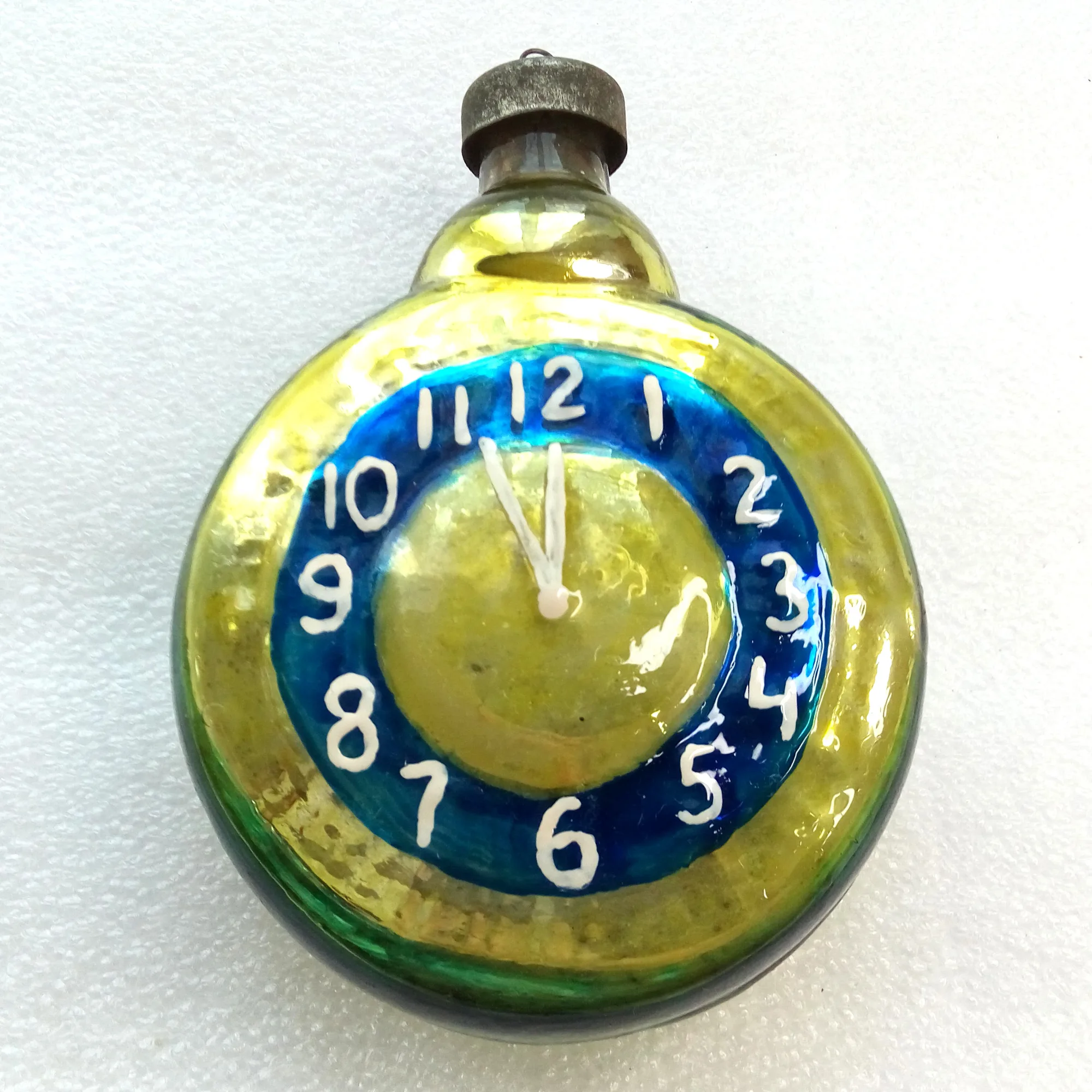 Huge Vintage Mercury Glass Christmas Ornament Clock
