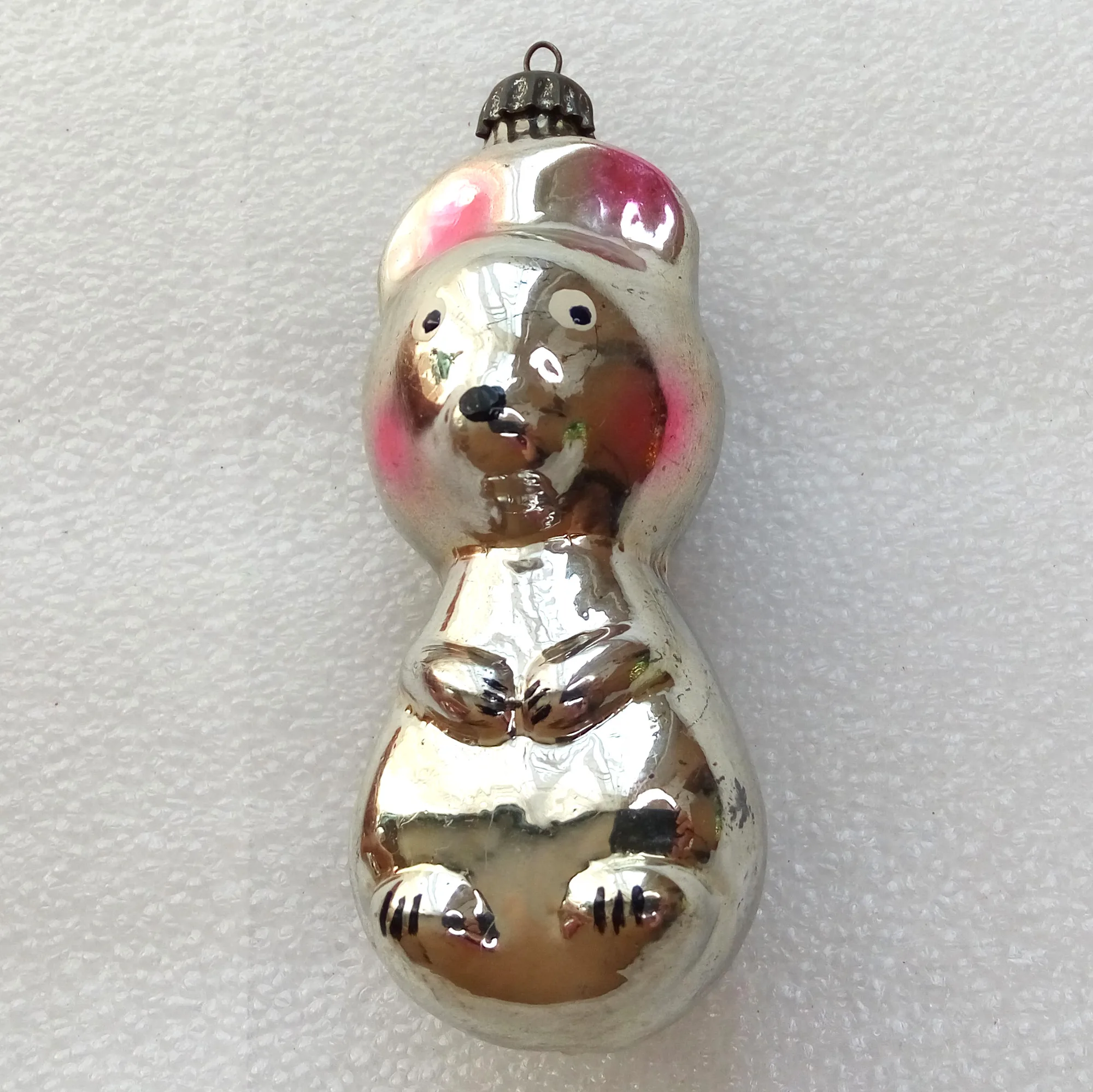 Vintage Ukrainian Glass Christmas Ornament Squirrel