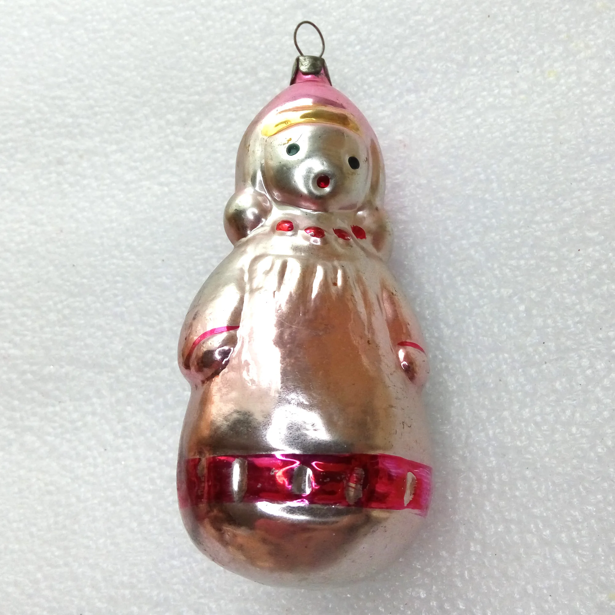 Vintage Ukrainian Glass Christmas Ornament Girl