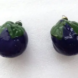 Set of 2 Vintage Glass Christmas Ornaments Plums