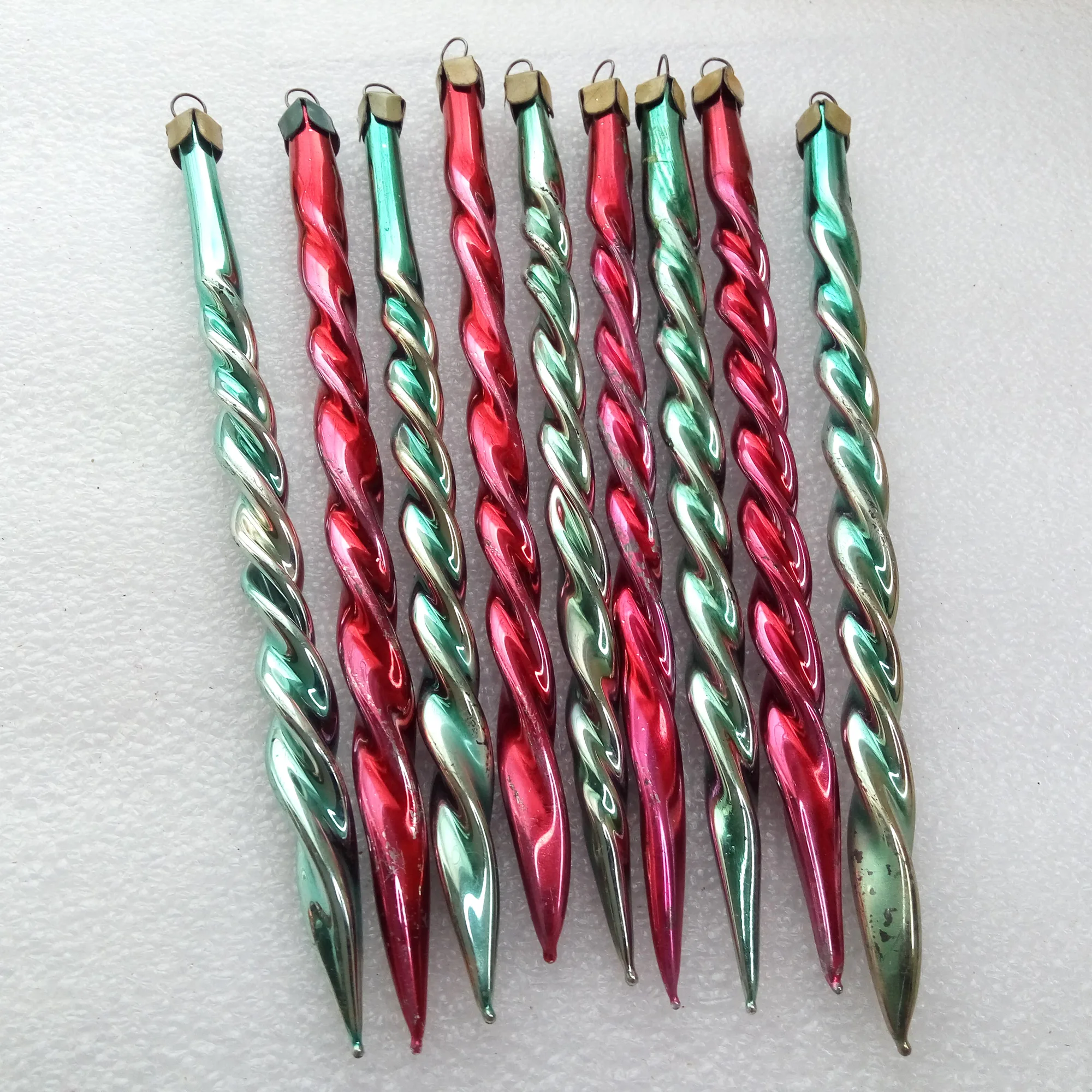 Set of 9 Antique Vintage Glass Christmas Ornaments Icicles