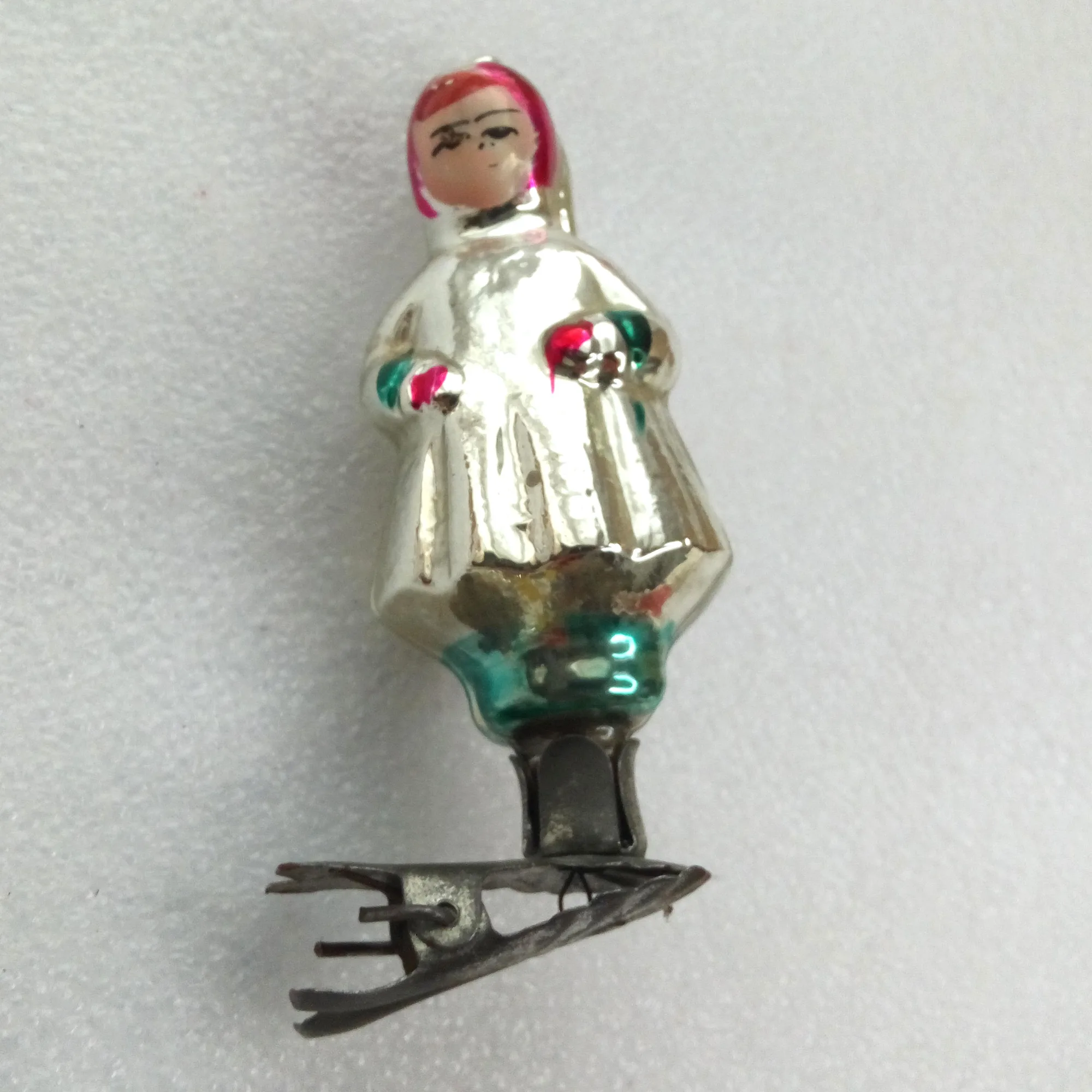 Antique Vintage Glass Christmas Ornament Woman