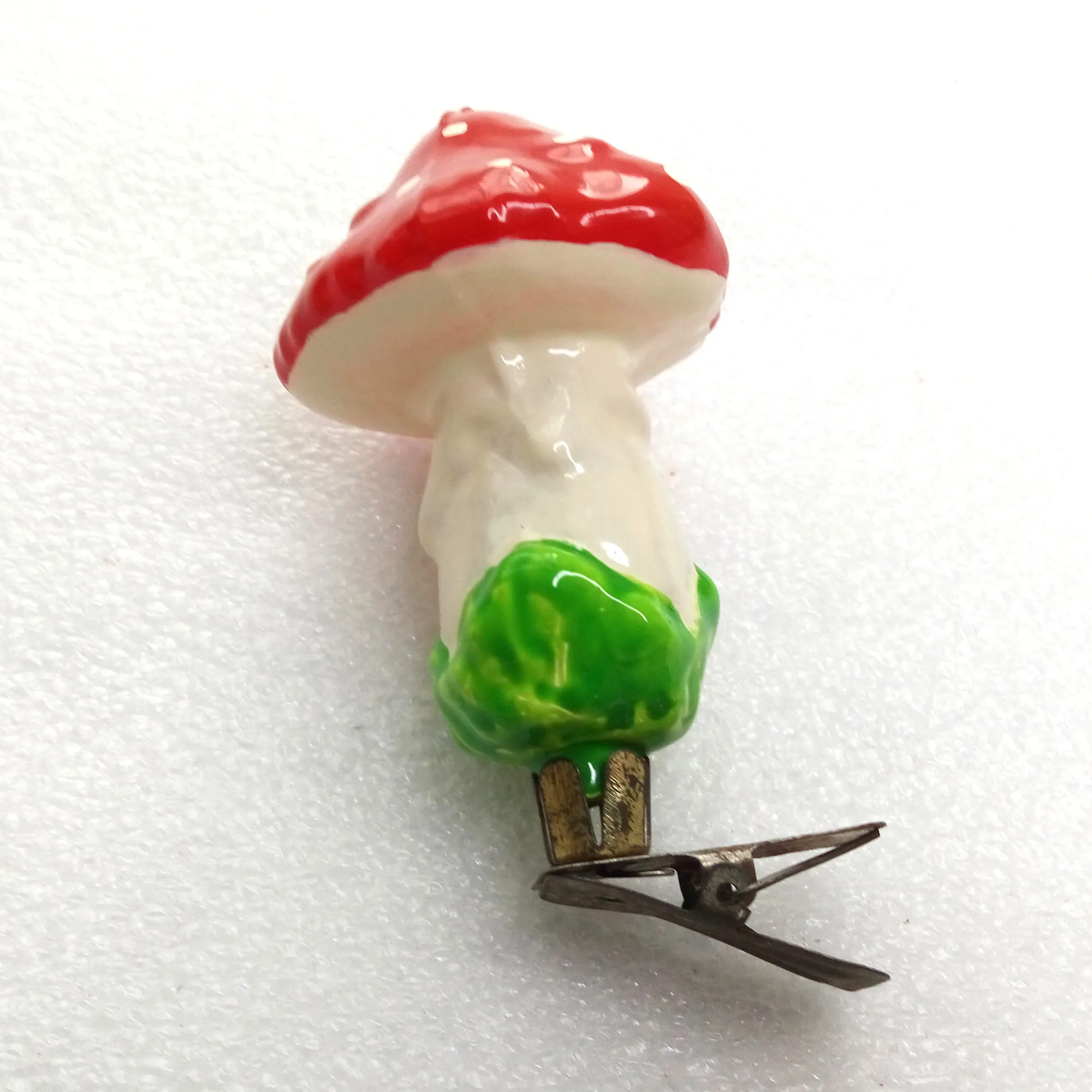 Old Antique Vintage Glass Christmas Ornament Mushroom
