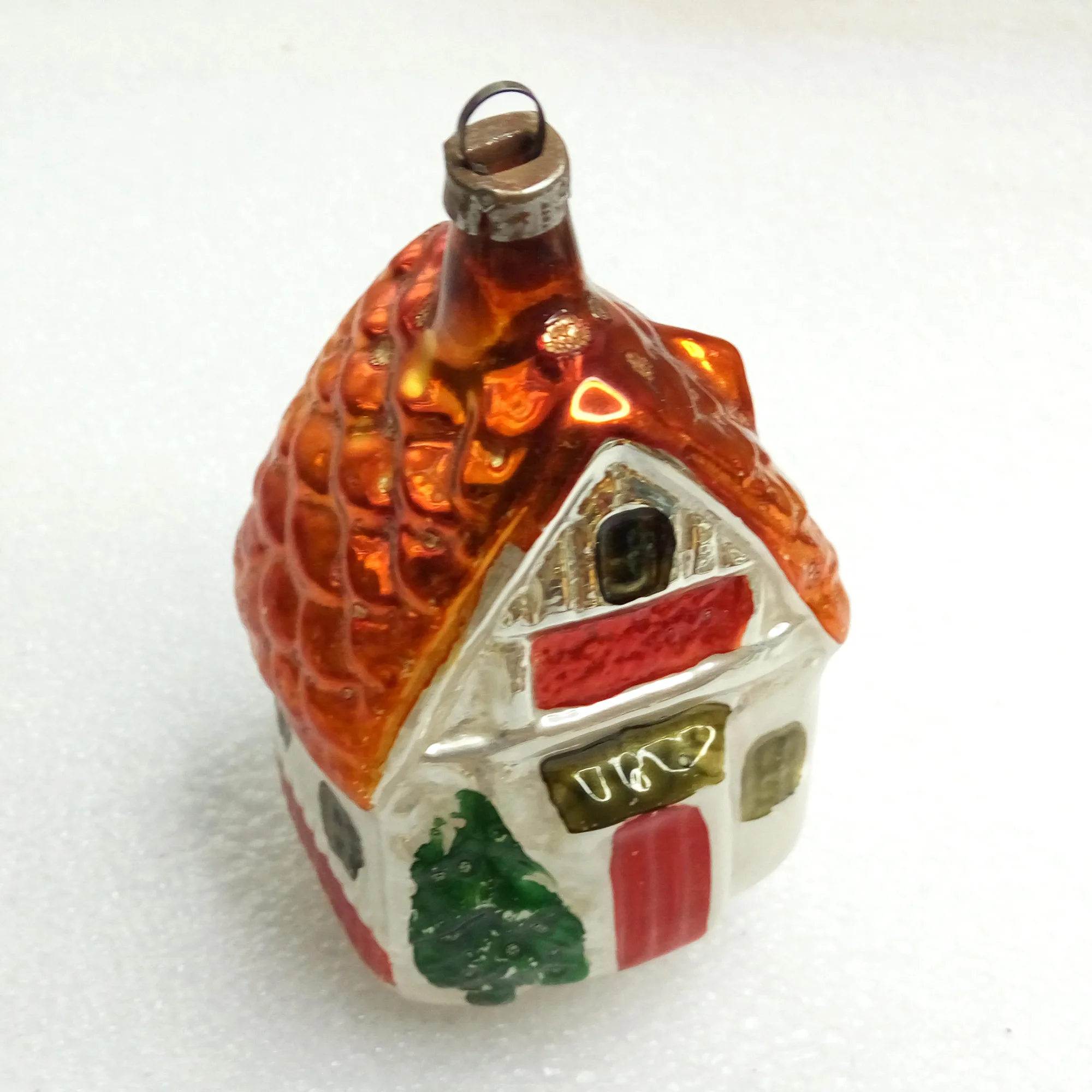 Old Antique Vintage GDR Glass Christmas Ornament Tree House