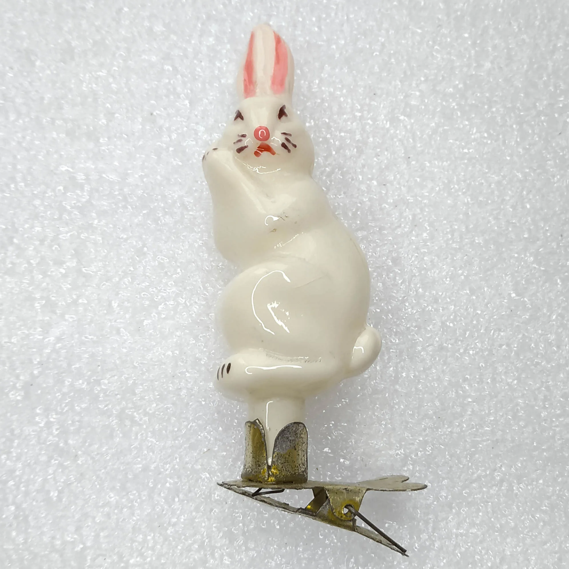Unique Antique Vintage Glass USSR Christmas Ornament Bunny