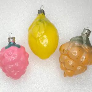 Set of 3 Antique Vintage Glass Russian Christmas Ornament Berries