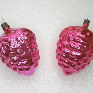 Set of 2 Antique Vintage USSR Glass Christmas Tree Ornaments Berries