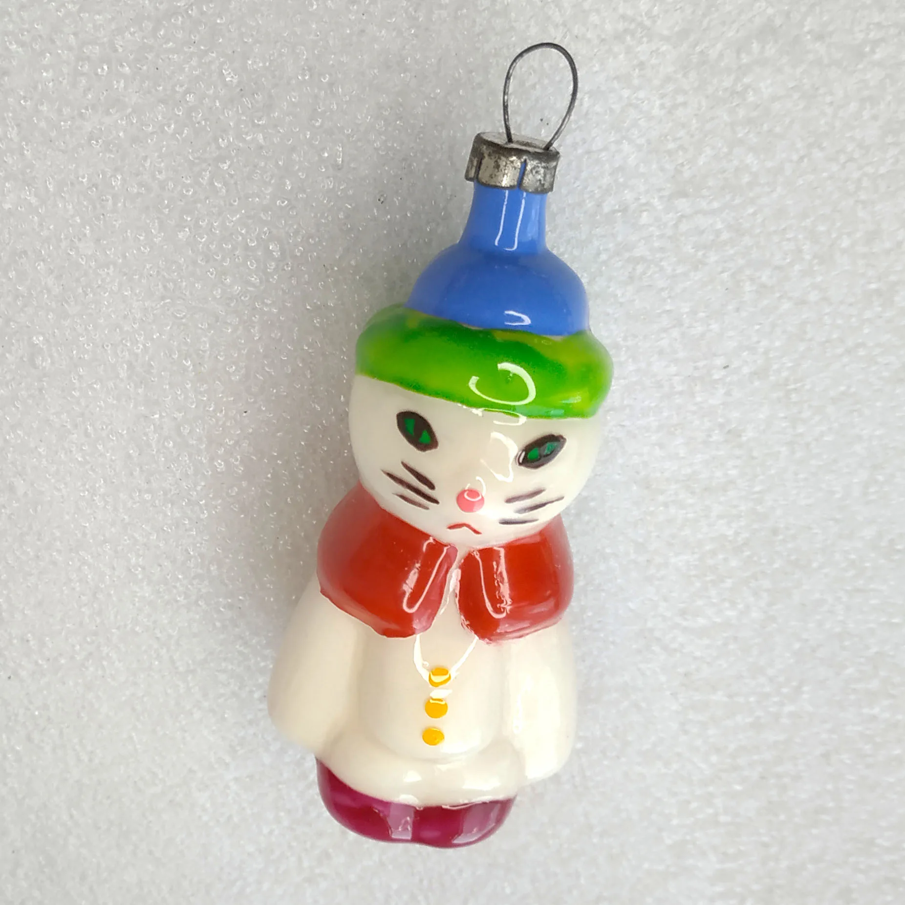 Unique Antique Vintage Glass Christmas Ornament Cat