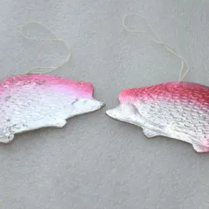 Set of 2 Antique Vintage Dresden Christmas Cardboard Ornament Hedgehogs