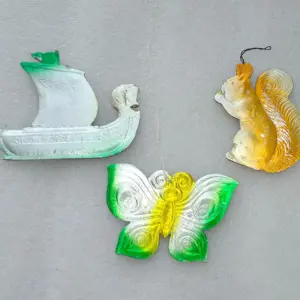 Set of 3 Antique Vintage Dresden Christmas Cardboard Ornament