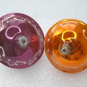 Set of 2 Antique Vintage Glass USSR Christmas Tree Ornaments Whirligig