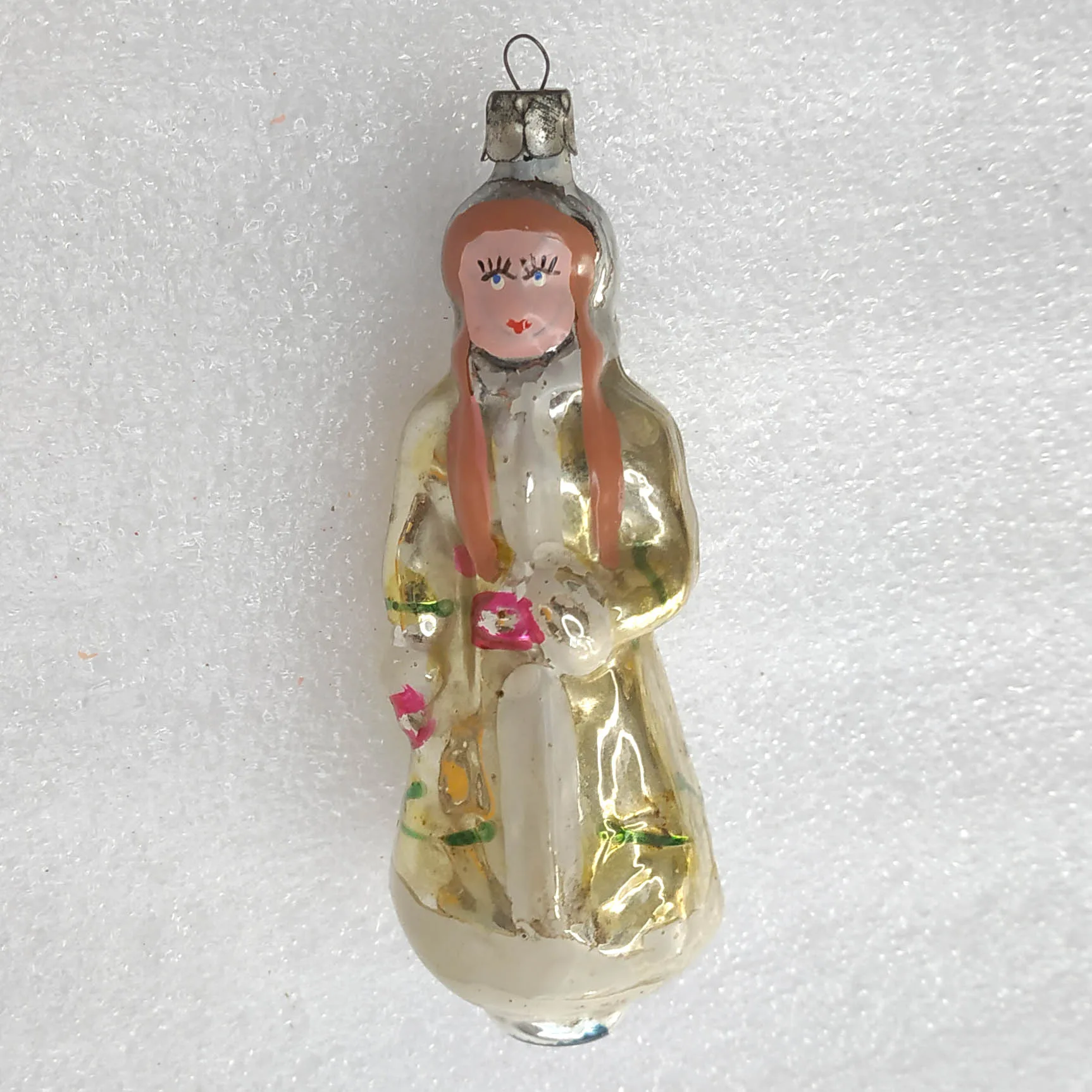 Antique Vintage Glass USSR Christmas Tree Ornament Snowmaiden