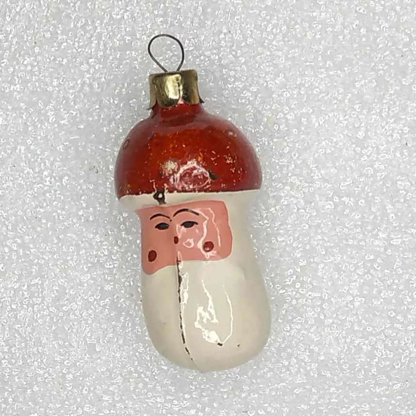 Old Antique Vintage Glass Christmas Ornament Mushroom