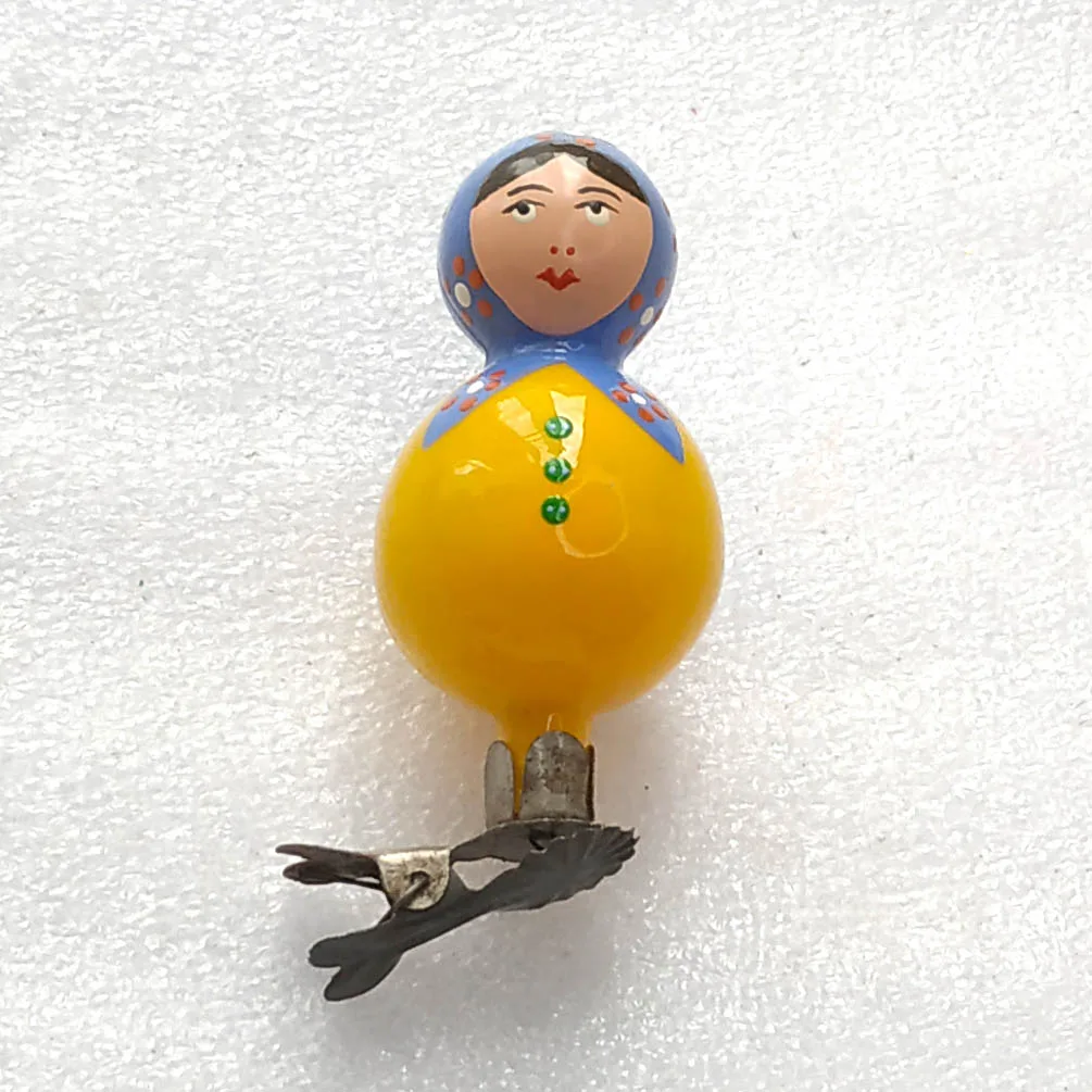 Vintage Glass Christmas Ornament Antique Tree Decor Restored Nesting Doll