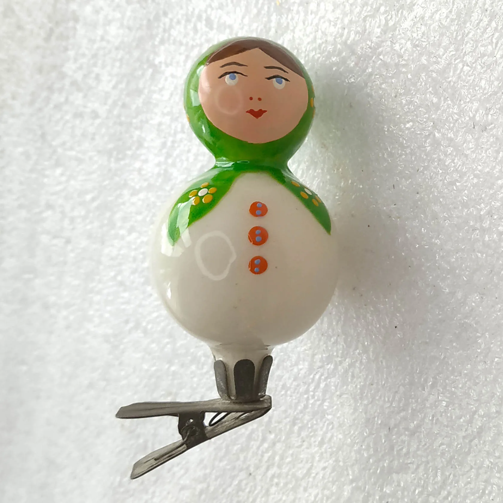 Vintage Glass Christmas Ornament Antique Tree Decor Restored Nesting Doll