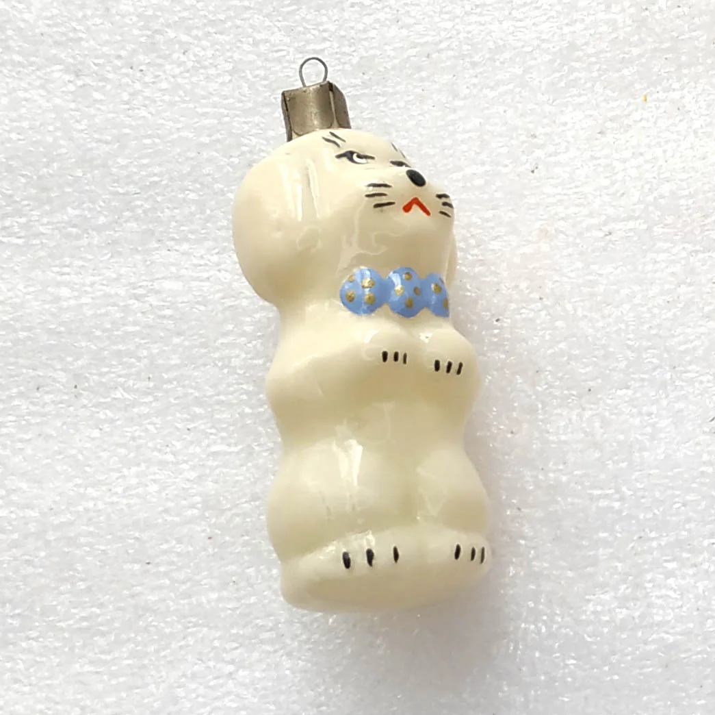 Vintage Glass Christmas Ornament Antique Tree Decor Unique Restored Puppy