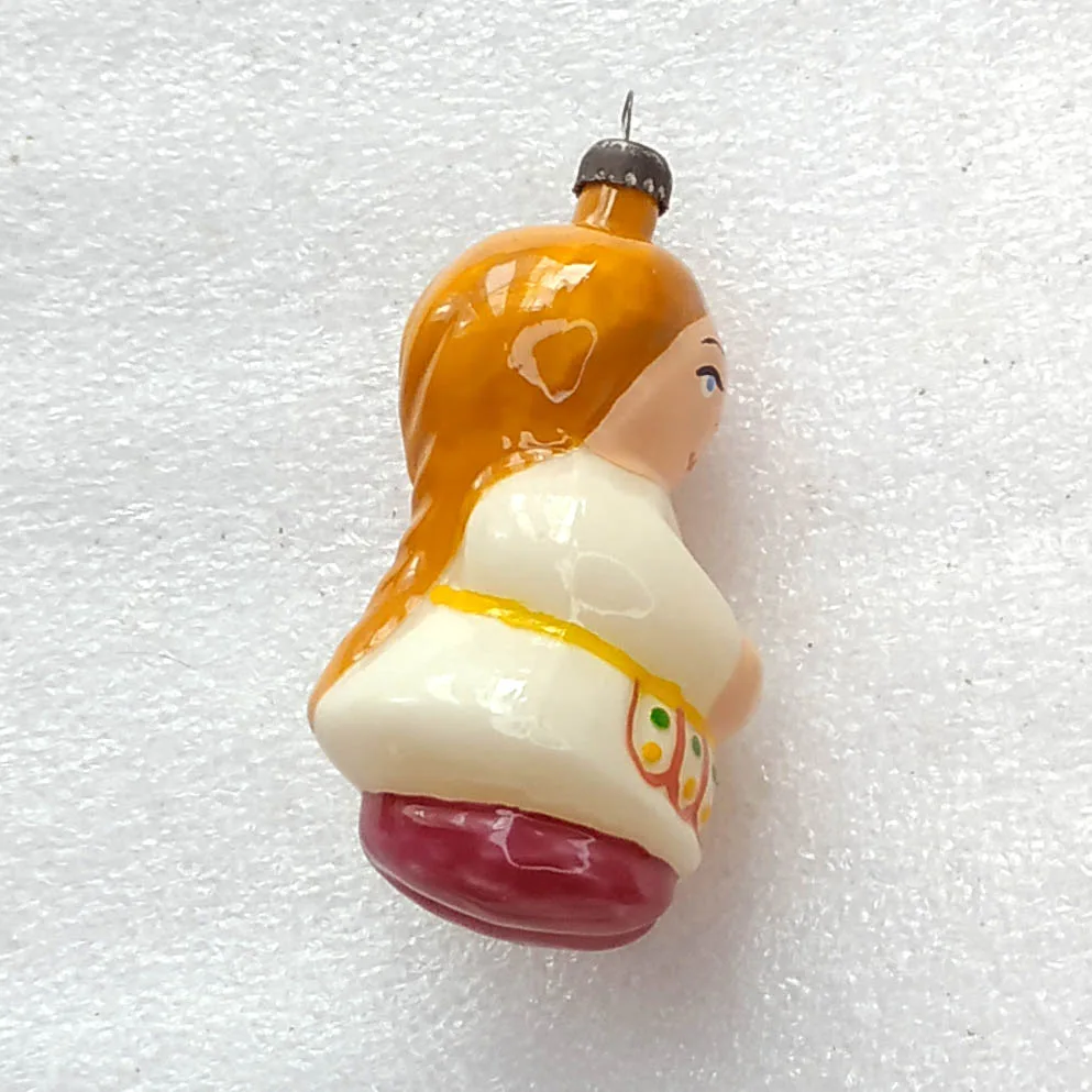 Vintage Glass Christmas Ornament Antique Tree Decor Unique Restoration Girl