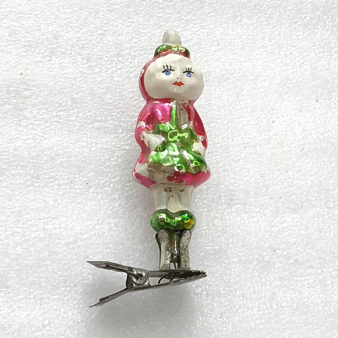 Vintage Mercury Glass USSR Christmas Tree Ornament Decor Radish Girl