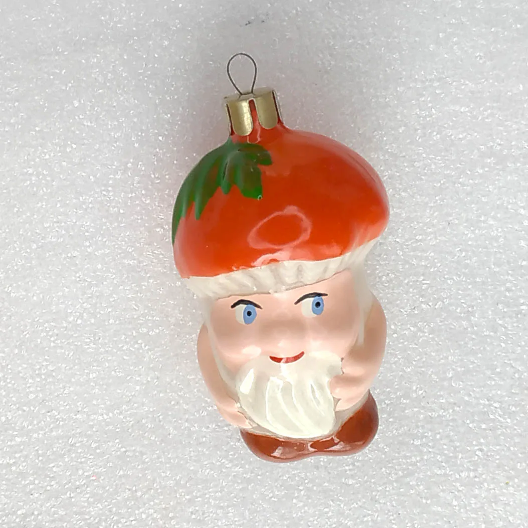 Unique Vintage Glass Christmas Ornament USSR Antique Mushroom