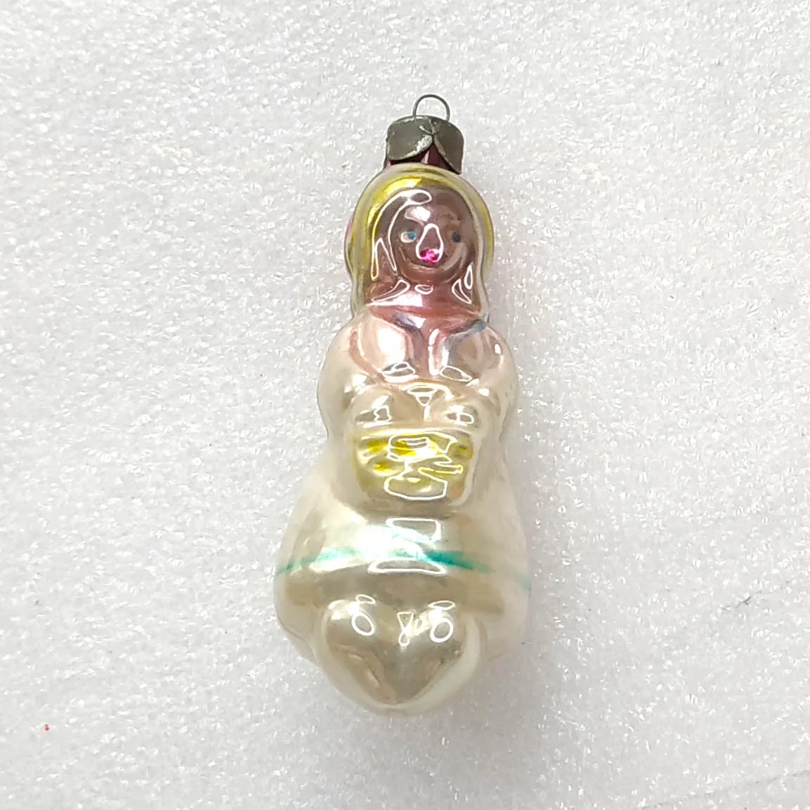 Vintage Silver Glass Christmas Tree Ornament USSR Antique Decor Red Hood