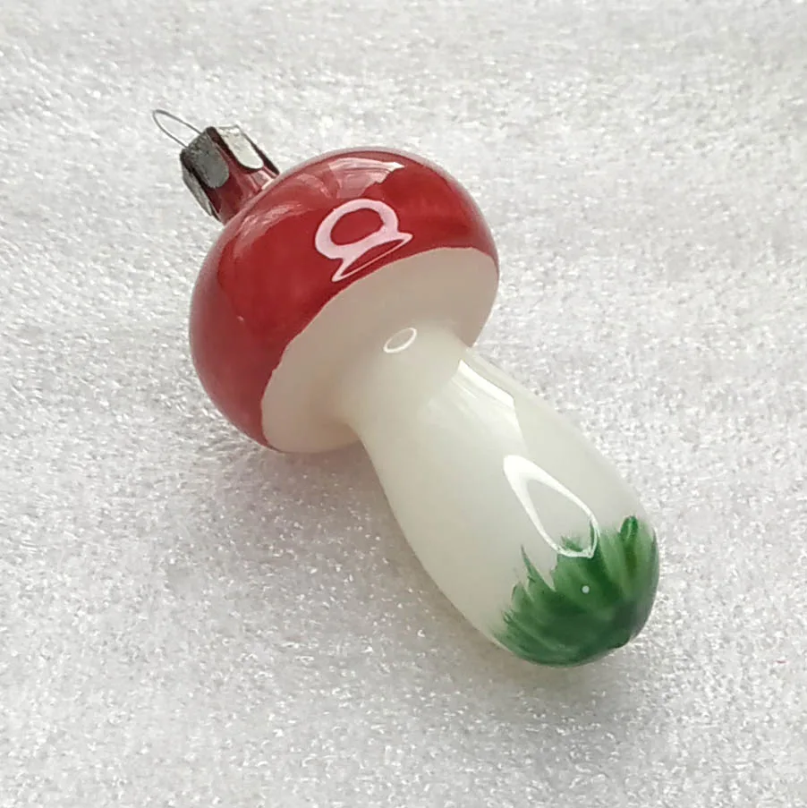 Unique Vintage Glass Christmas Ornament USSR Antique Mushroom