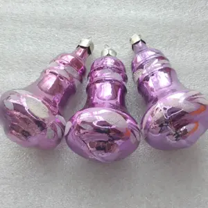 Set of 3 Vintage Silver Glass Christmas Ornaments USSR Tree Antique Decor Bells