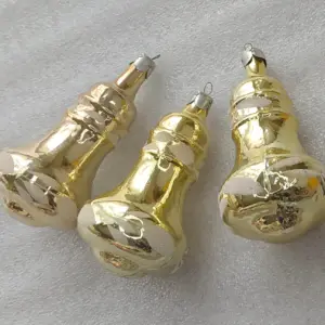 Set of 3 Vintage Silver Glass Christmas Ornaments USSR Tree Antique Decor Bells