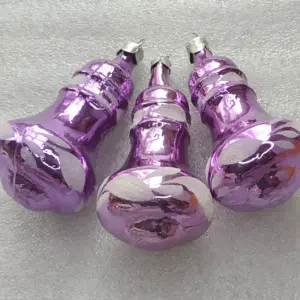 Set of 3 Vintage Silver Glass Christmas Ornaments USSR Tree Antique Decor Bells