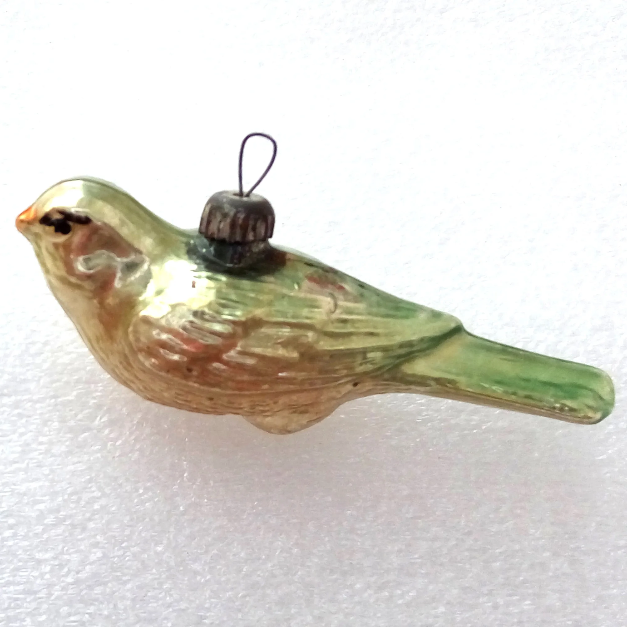 Vintage Russian Glass Christmas Ornament Old Bird
