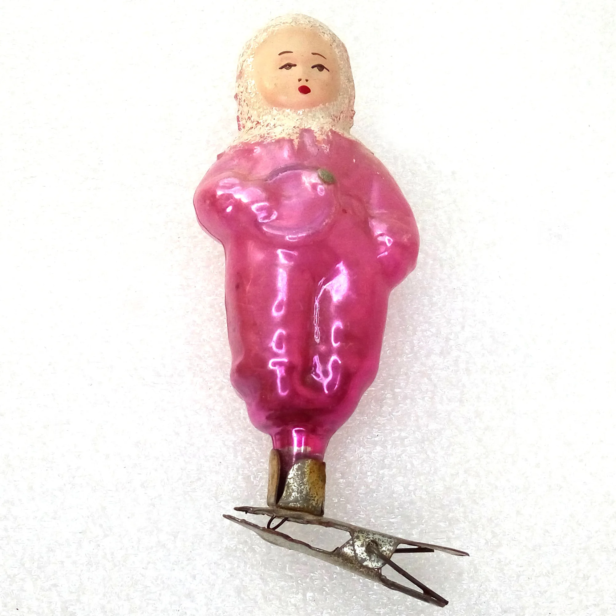 Vintage Ukrainian Glass Christmas Ornament Baby