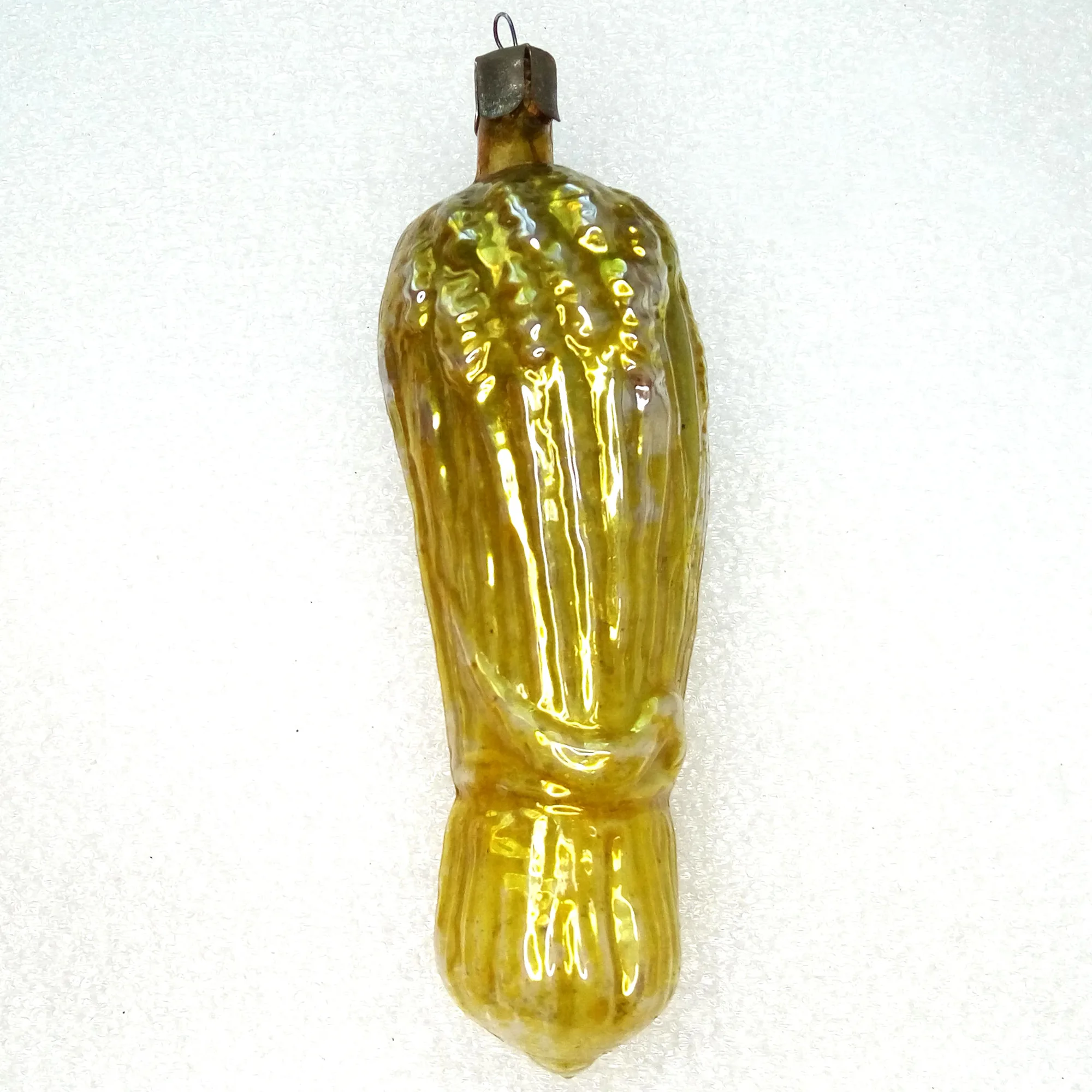 Vintage Ukrainian Glass Christmas Tree Ornament Sheaf of Wheat