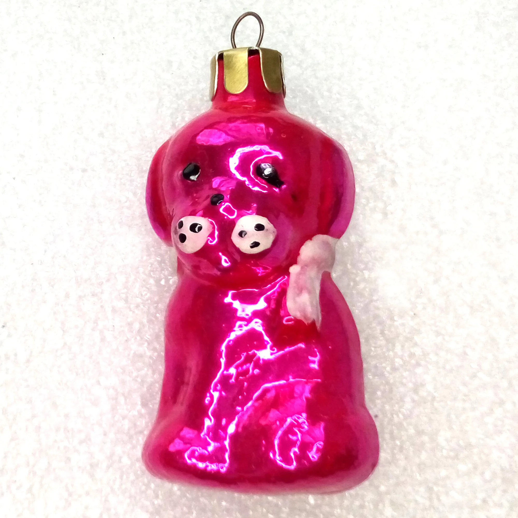 Vintage Ukrainian Glass Christmas Ornament Puppy