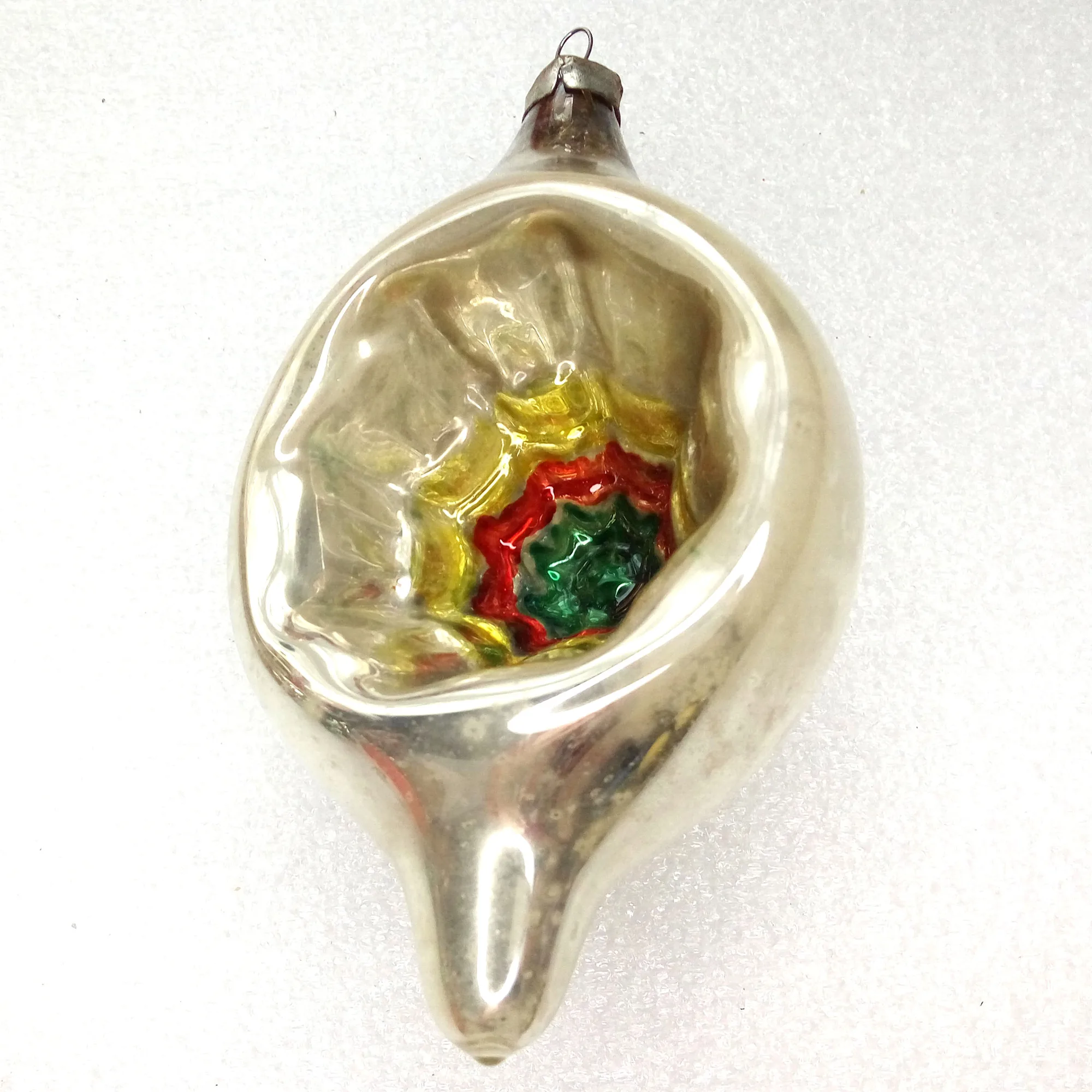 Vintage Russian Glass Christmas Ornament Lantern